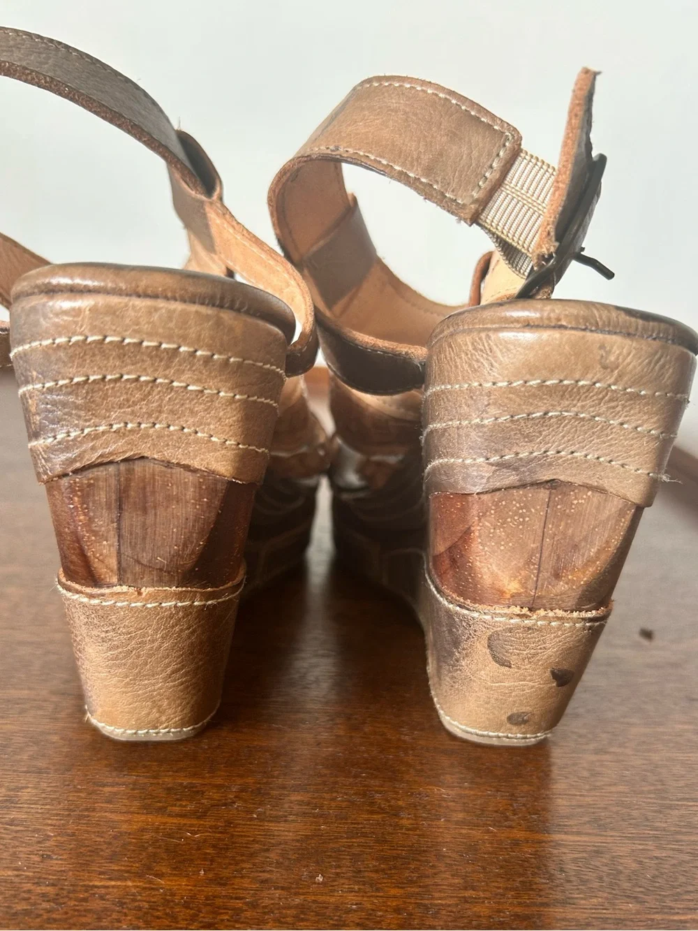 Bed | Stu Jaslyn  Braided Leather Wedge platform Sandals Brown  Tan 8.5